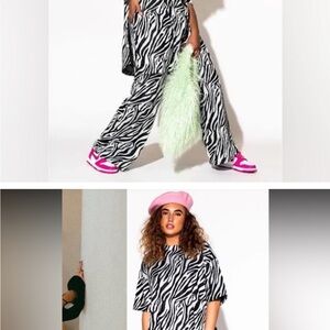 Dressed in LALA Playsuit! Zebra Print Women's two piece set NWT